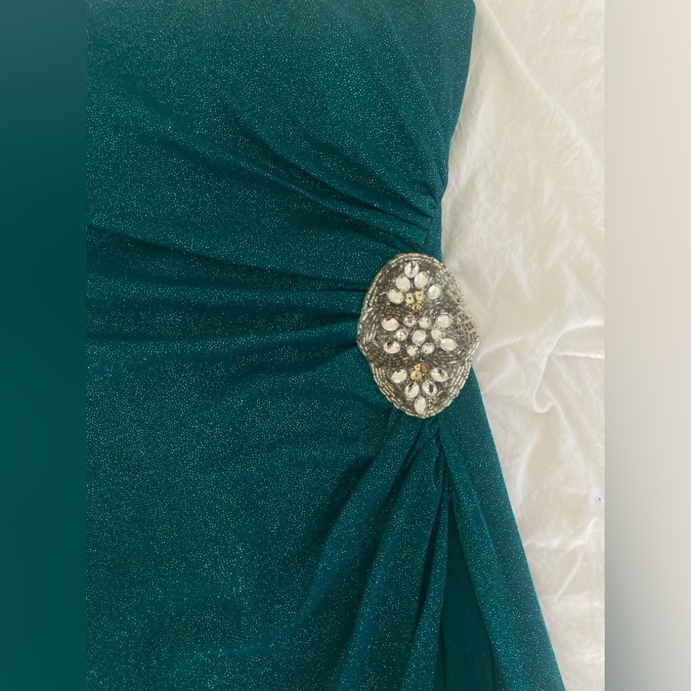 Ruby Rox Green Shimmer Strapless Evening High Low… - image 7